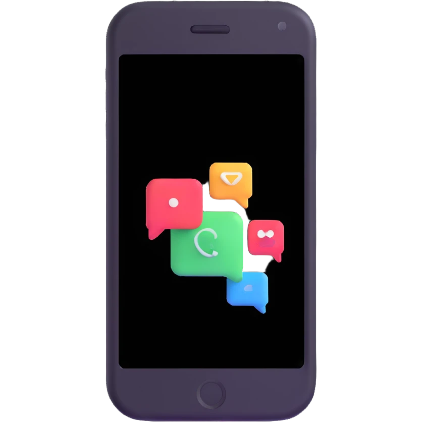 smartphone with call and text notifications emoji