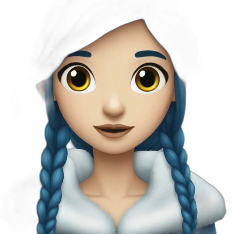 Long-dark-blue-hair-elf-girl-winter emoji