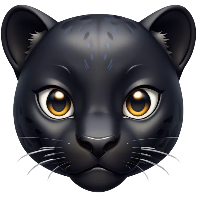 Cinematic Cute Panther Portrait Emoji, Head tilted playfully and inquisitively, with a smooth, streamlined form accentuated by a subtle sheen and round, sparkling eyes filled with charm, Simplified yet irresistibly adorable features, highly detailed, glowing with a warm, inviting glow, high shine, affectionate and lively, stylized with a touch of whimsical mystery, bright and endearing, soft glowing outline, capturing the essence of a mischievous yet loving panther that seems as if it could pounce out of the screen into your arms! emoji
