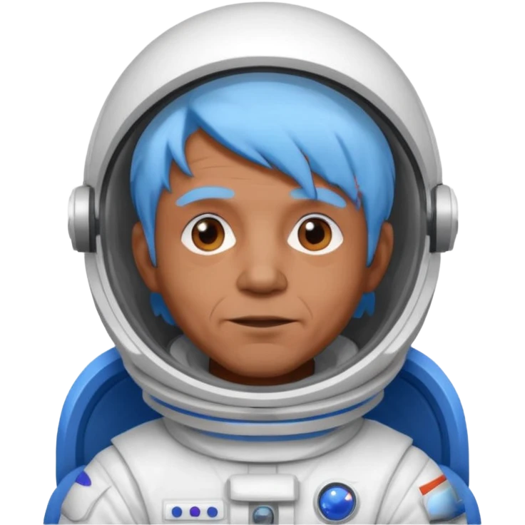 old man, brown skin astronaut with blue hair emoji