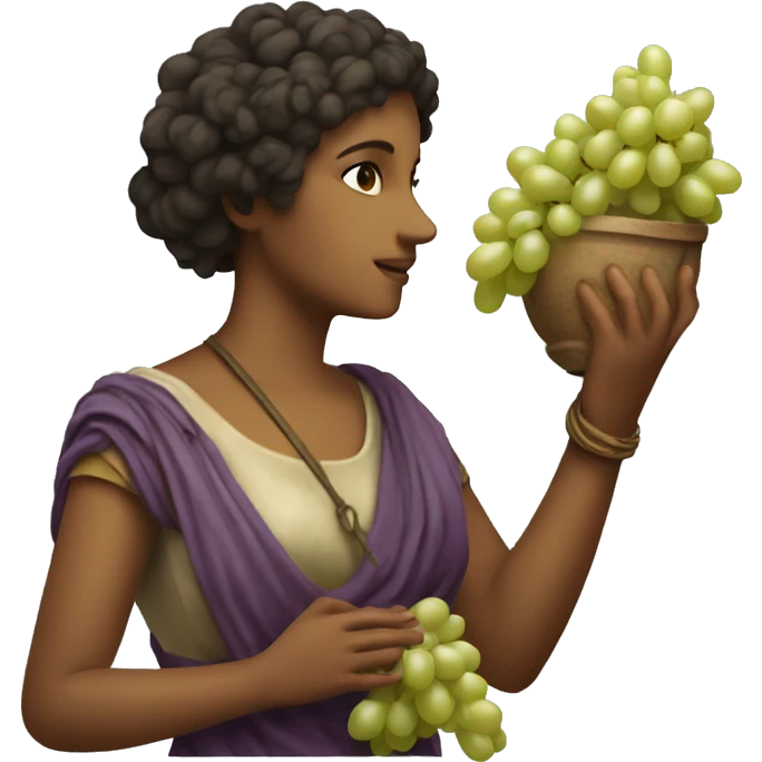 Sappho holds a bunch of grapes in her hand emoji