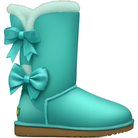 Realistic light teal ugg boots with fur and  and light teal bow. emoji