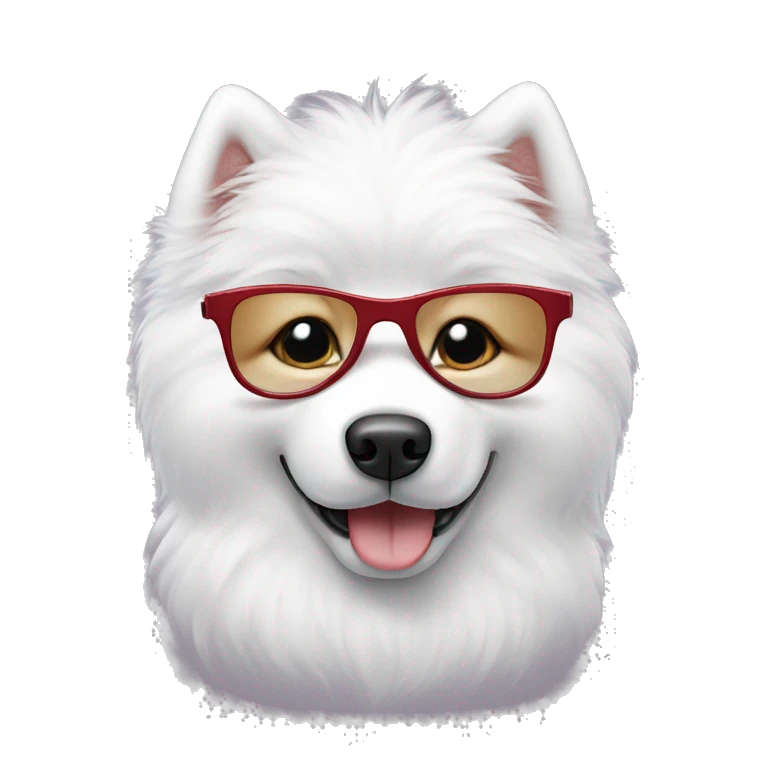 Samoyed puppy wearing glasses  emoji