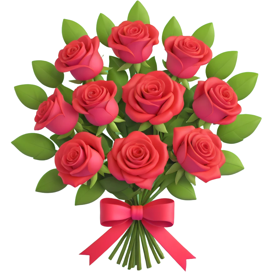 elegant bouquet of red roses with ribbon emoji