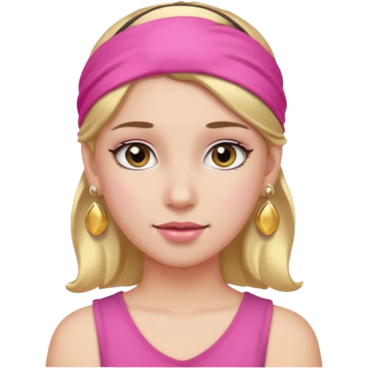 Fashion girl with pink headband and earrings, halff body emoji