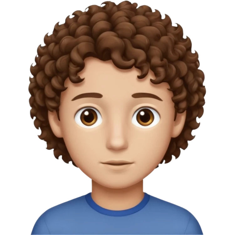 boy,  brown hair, curly hair, brown eyes,  skin, , hair edger  emoji