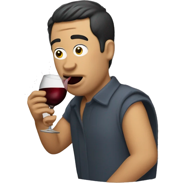Guy drinking wine eating egg roll emoji