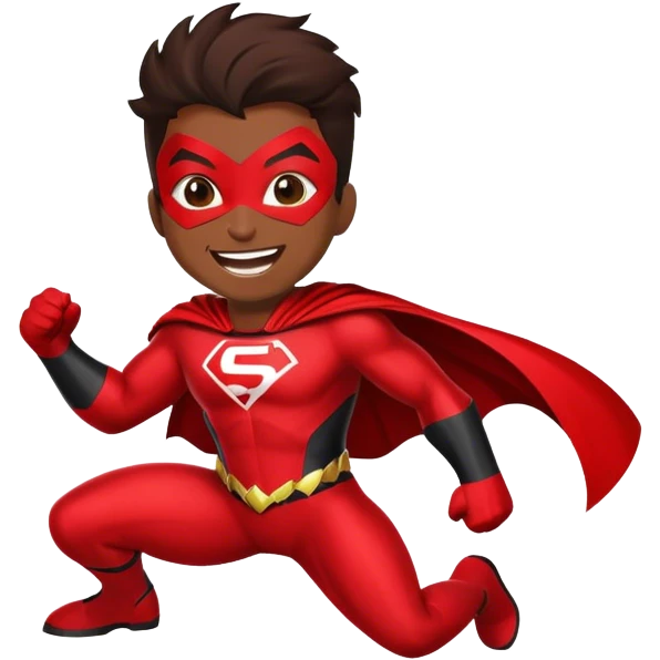 super hero laughs in red and black clothes emoji