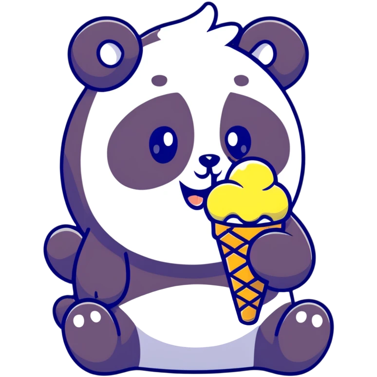 Panda eating ice cream emoji