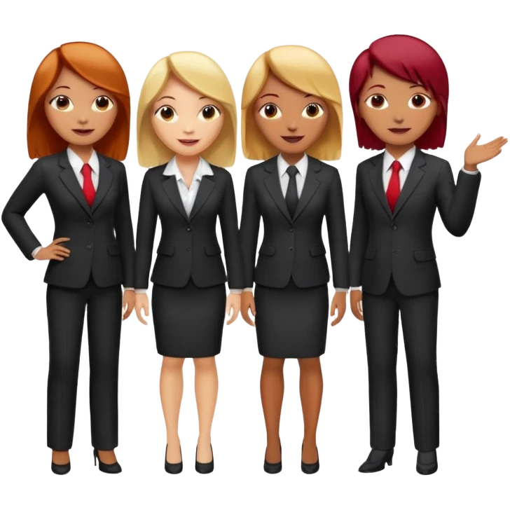 сделай деловых 4 коллег, которые радостно что-то обсуждают. все должны быть светлокожими и с разным цветом волос -блонд, черный, шатен, рыжий emoji