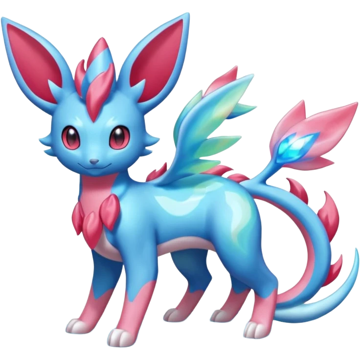 Hydro-elemental Salamence-Aurora-Sylveon-Fakémon-fusion (full body) emoji
