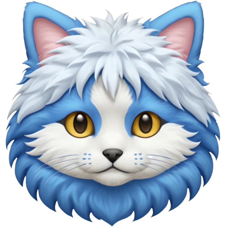 一只异瞳（一只棕色，一只蓝色）长毛的白猫 emoji
