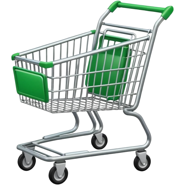 create empty shopping trolley emoji with green accent color emoji