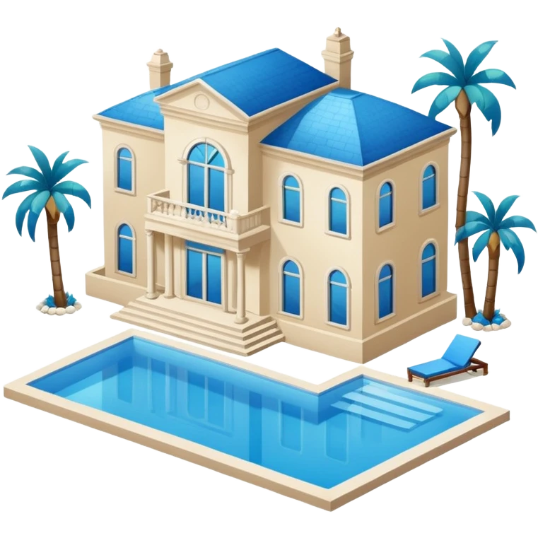 A mansion with a pool emoji
