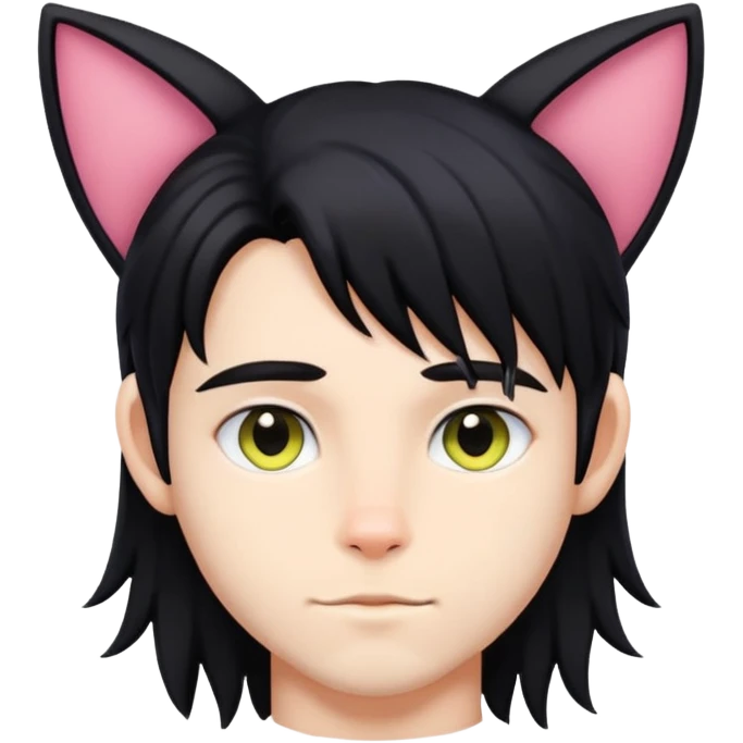 gay boy with cat ears and black long hair emoji