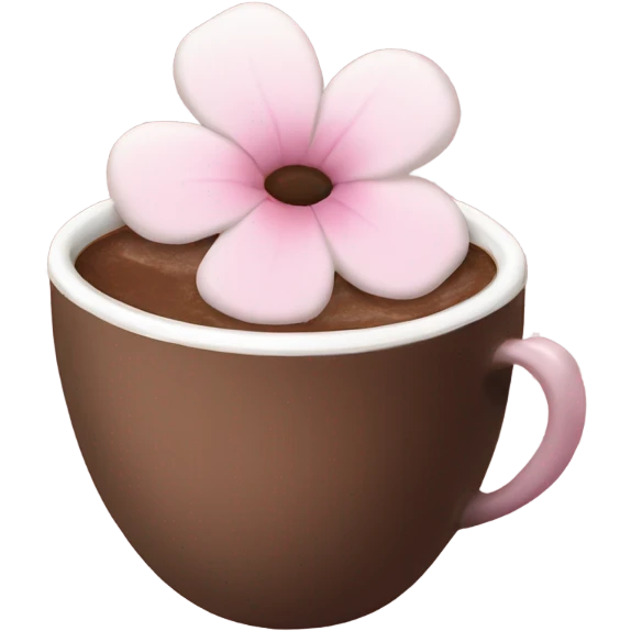 Hot chocolate with pale pink flower  emoji
