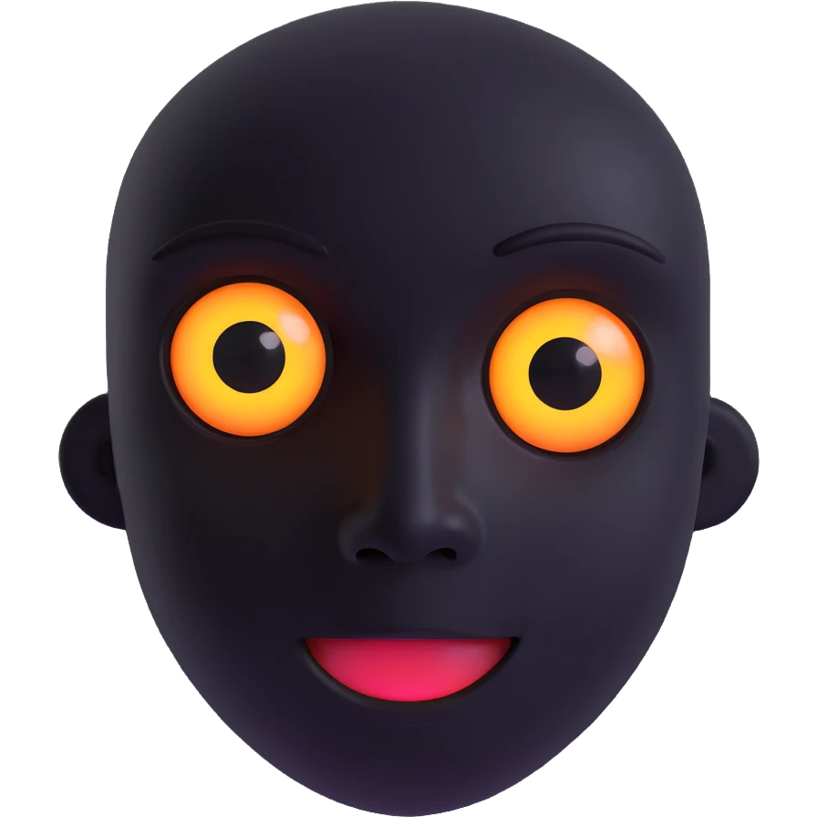 a black face with no mouth and two glowing, soul-piercing eyes, horror vibe emoji
