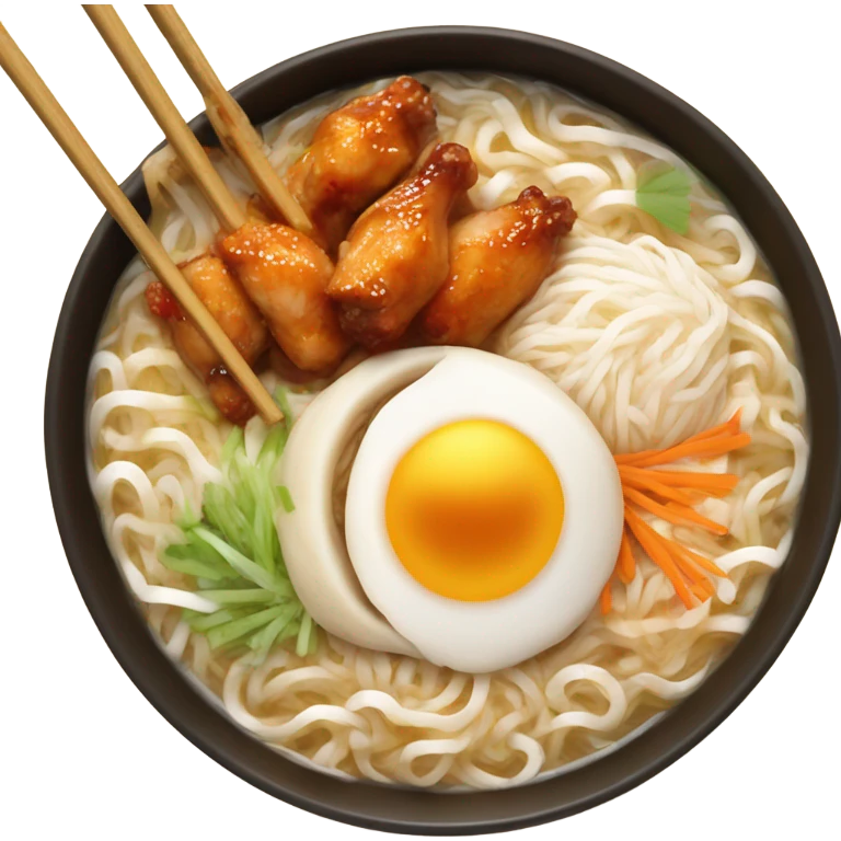 Ramen with chicken wings with rice noodles  emoji