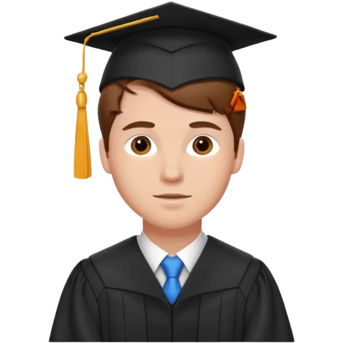 White guy with brown hair in graduation outfit emoji