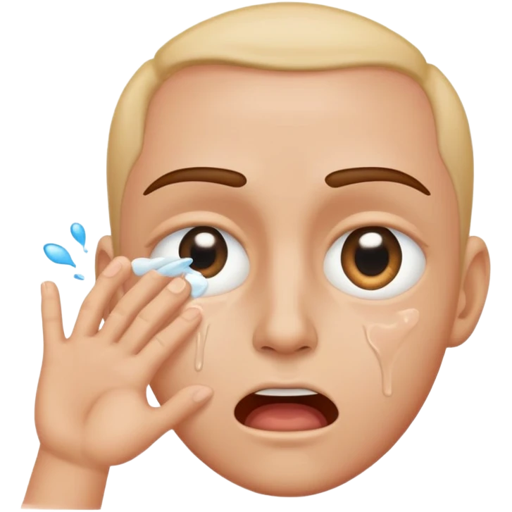 Eye slightly pulled down by hand and spitting  emoji