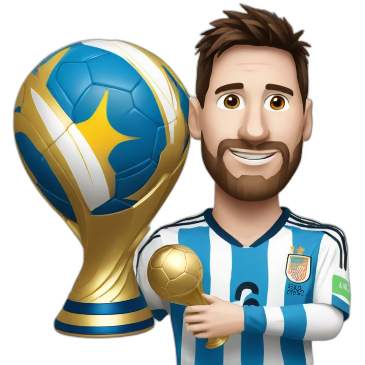 Messi with the world cup emoji