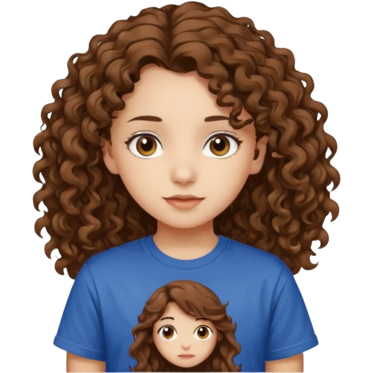 Brown eyes, long curly brown hair straykids t-shirt girl emoji