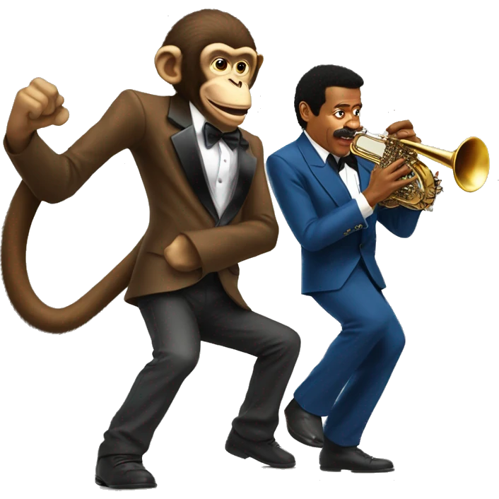 A monkey fighting Niel DeGrasse Tyson while playing the saxophone emoji