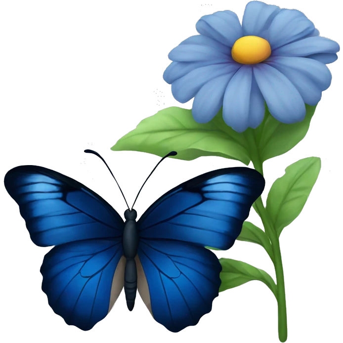 Dark blue butterfly on flower emoji