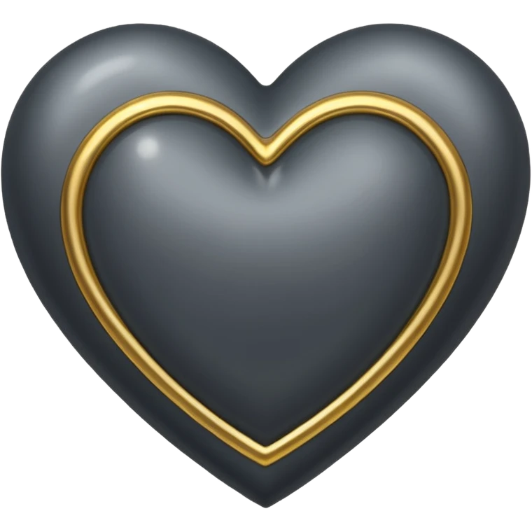 Dark grey metallic heart lined with gold gems emoji