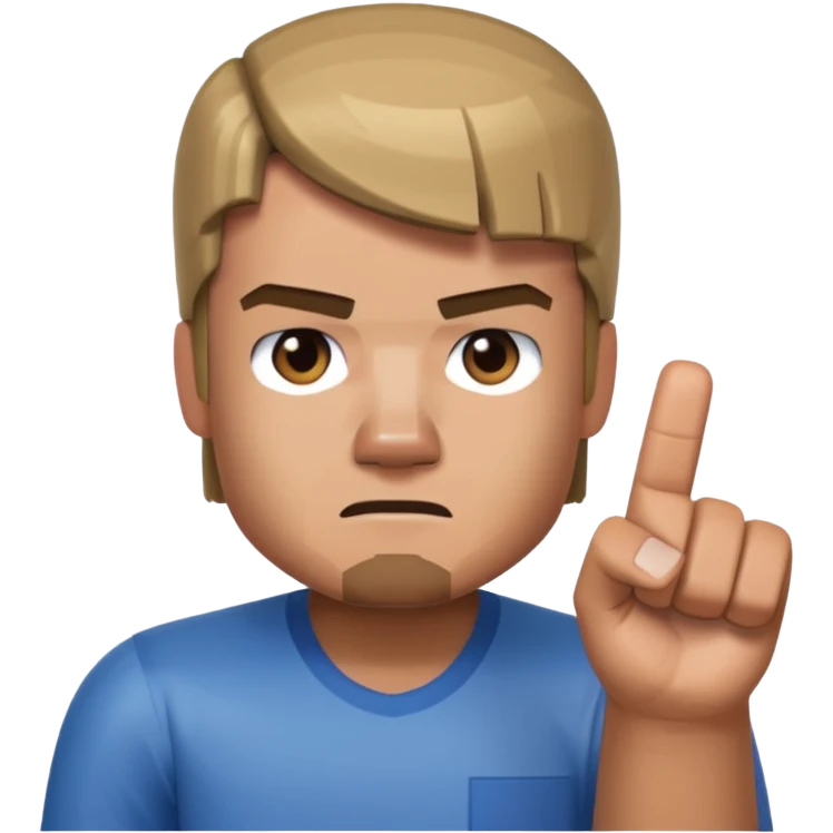 A minecraft character Steve which is doing mean 67 emoji