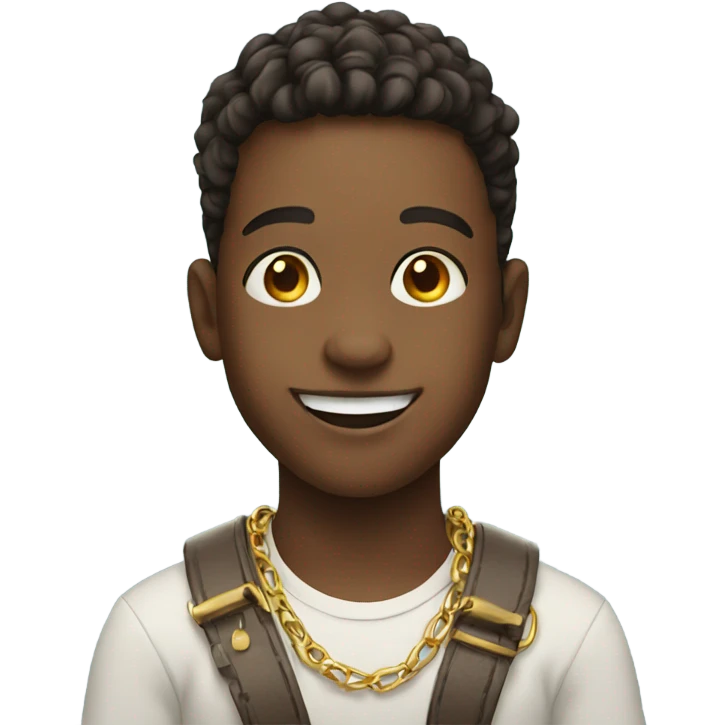smiling boy with necklace emoji
