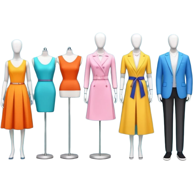 Storefront shop window with products displayed, mannequins, and clothing items emoji
