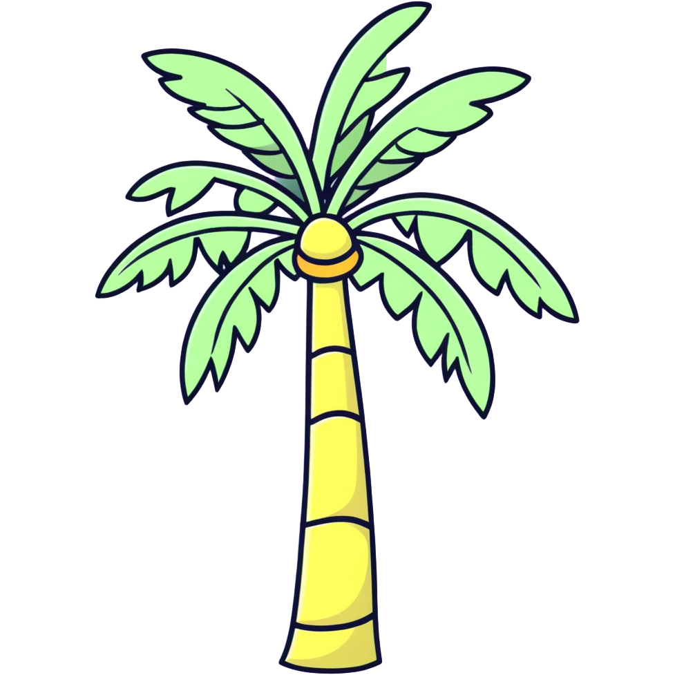 palm tree with pastel yellow trunk and pastel lavender leaves emoji