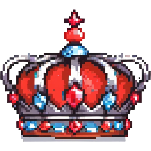 simple black crown with three red jewels emoji