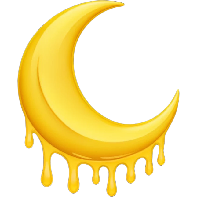Melting waning crescent in yellow colour emoji