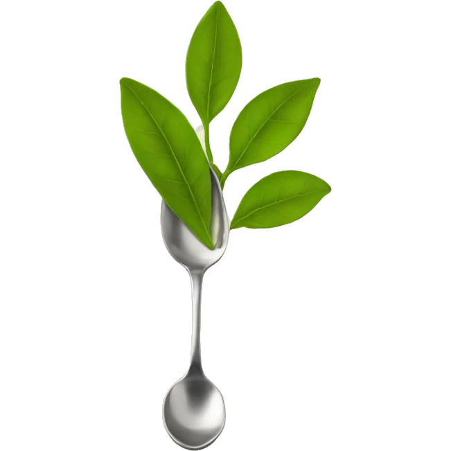  spoon with tea leaf emoji