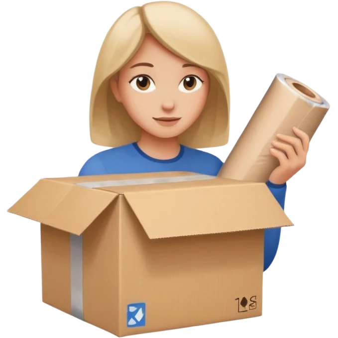 택배박스를 포장하는 여자 emoji