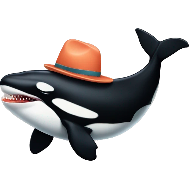 an orca wearing a hat that is made of dead salmon emoji