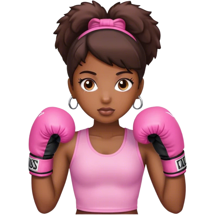 black girl wearing pink boxing gloves emoji