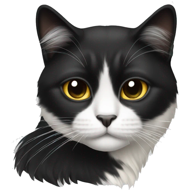 half Black and half white long hair cat with black muzzle emoji