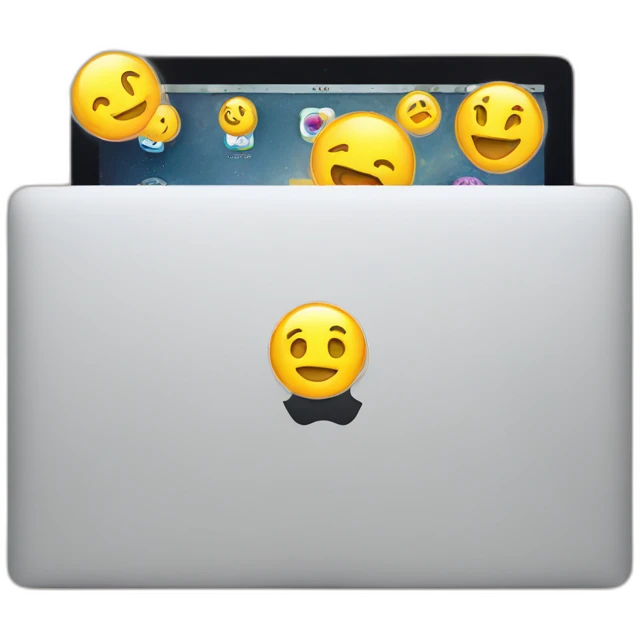 3d macbook inside a bubble sticker emoji