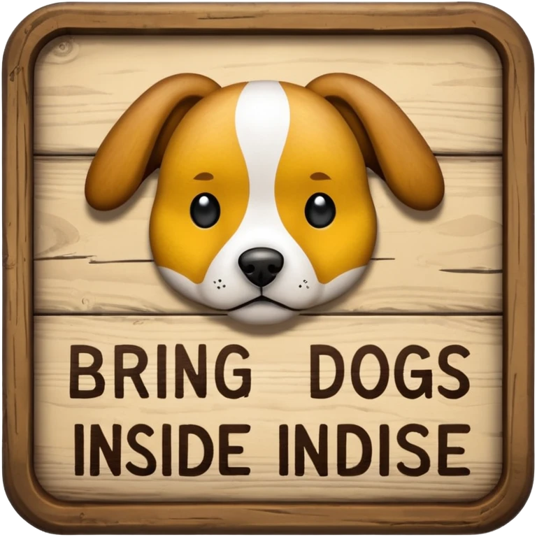 Sign that says “bring dogs inside” emoji