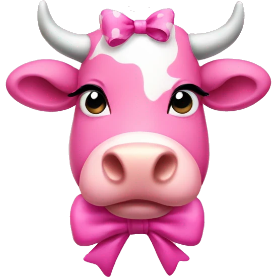 Pink cow with a bow emoji