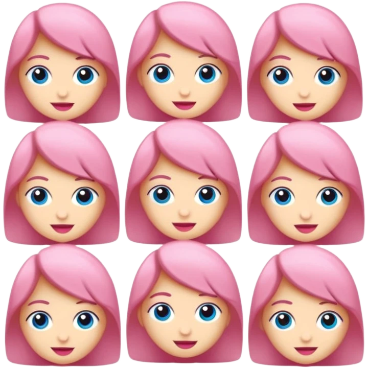 2 Karakter birisi düz saçlı birisi dalgalı bir stoplu saklı birisi açık saçlı boydan birisi mavi kıyafetleri birisi pembe kıyafetli boydan kız karakter emoji