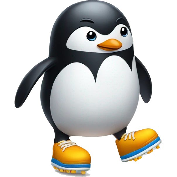 Penguin with tennis shoes emoji