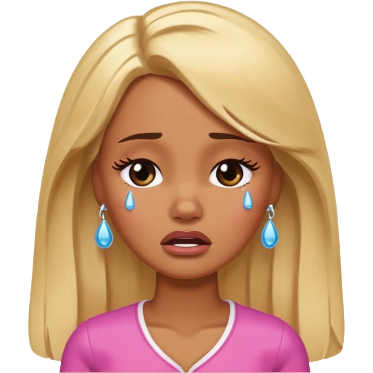 brown skin blonde barbie crying with tears  emoji