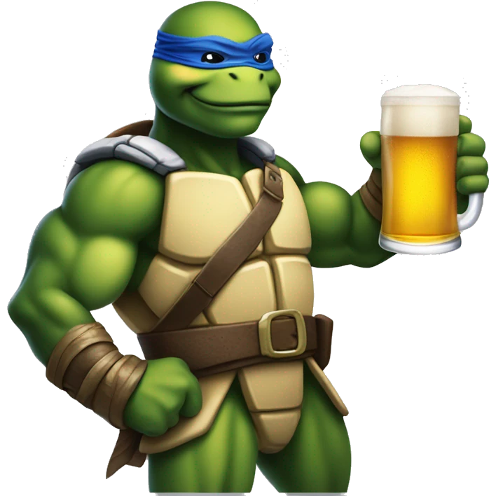 Raphael the ninja turtle muscular body with a glass of beer emoji