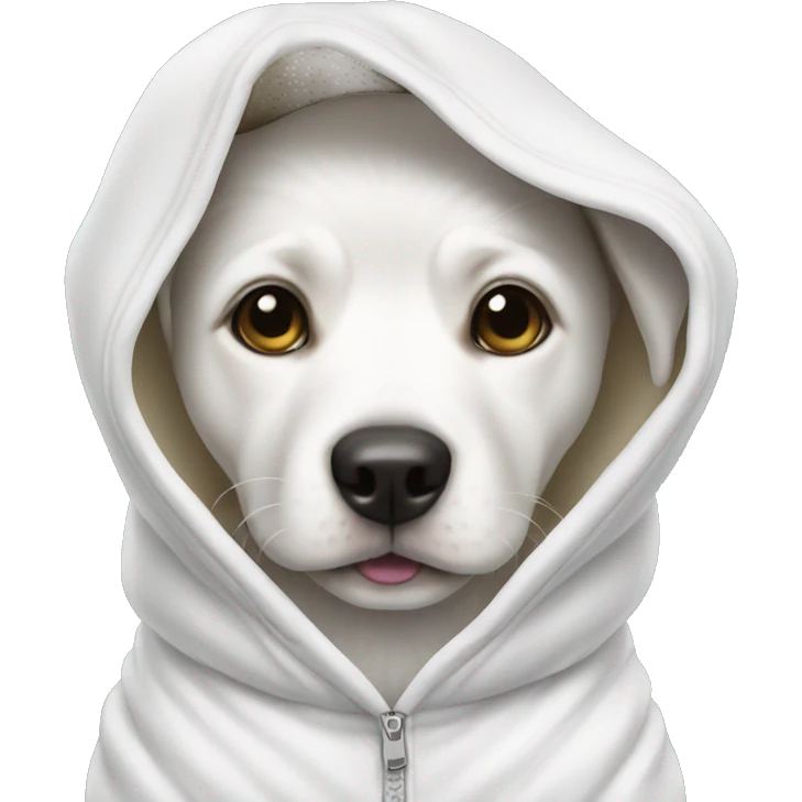 White baby dog with hoodie  emoji
