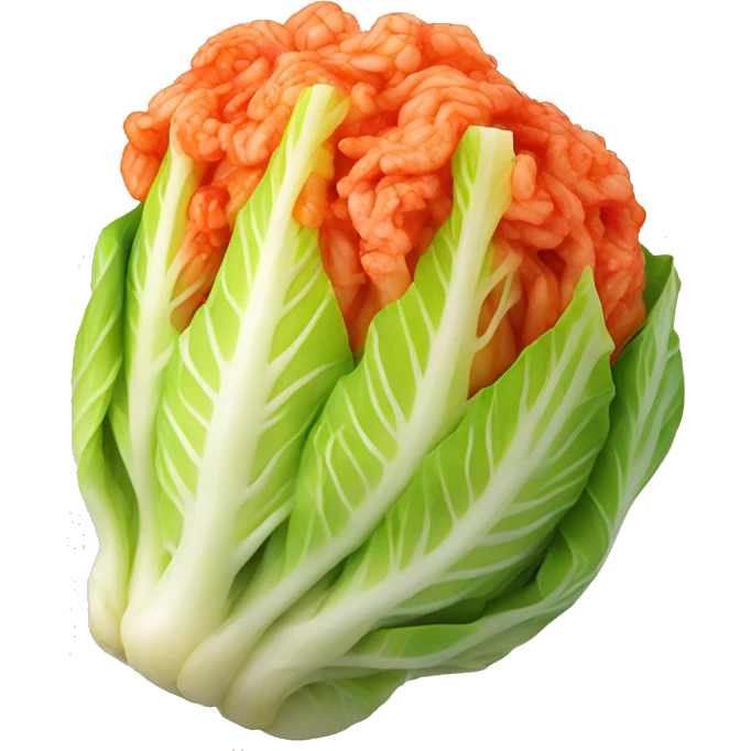 Kimchi : A napa cabbage marinated in a bright red pepper paste emoji