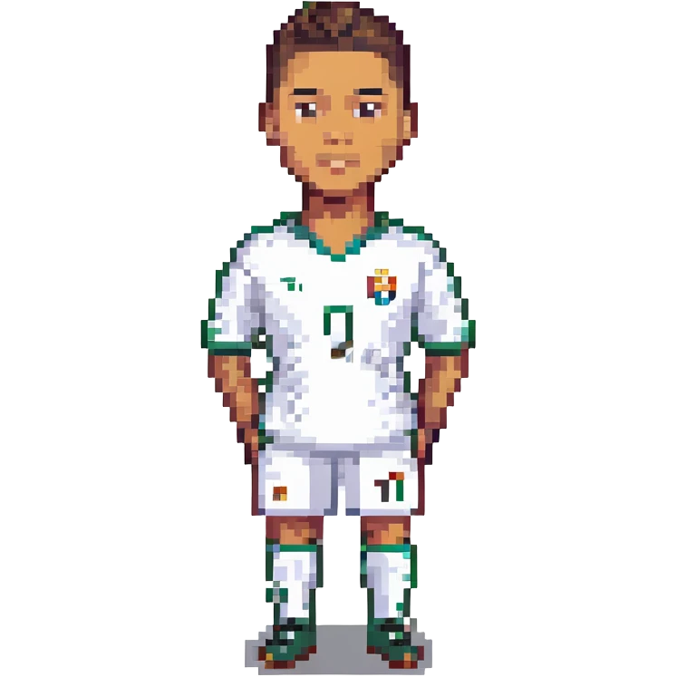 Ronaldo, pixel art style, portrait with jersey emoji
